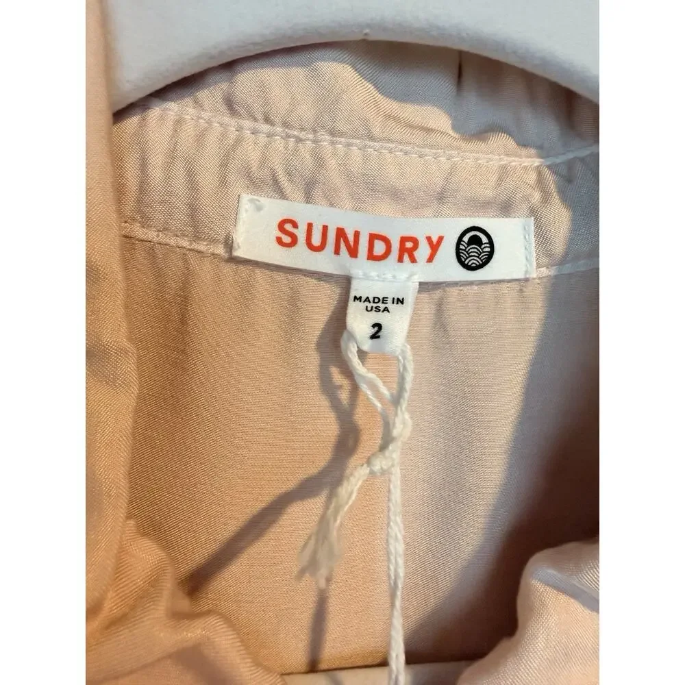 Sundry Button Up Top and Parachute Pant Set in Pink Quartz - M/L, NWT